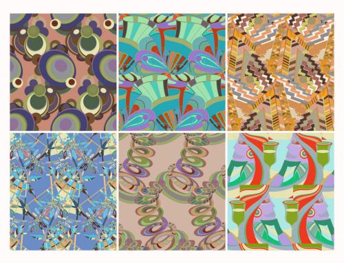 Set of Abstract Seamless Patterns with Cubism Art Elements and Graffiti Wall Style - 419492465