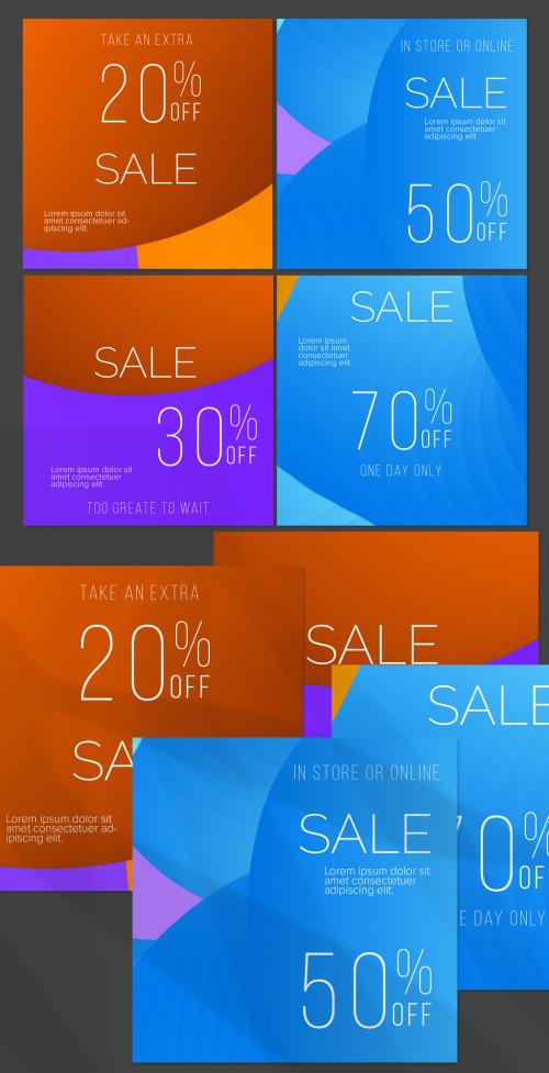 Social Media Post Layout with Futuristic Wavy Gradient Shape - 419492603