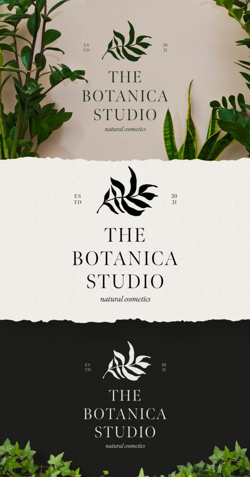 Modern Boho Logo Design with Leaf Motif - 419706224