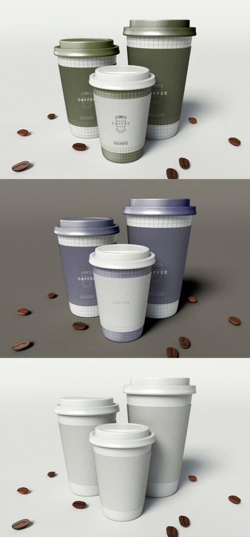 three Coffee Cup Mockup - 419908079