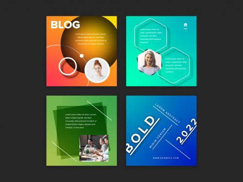 Social Media Layouts with Geometrical Shapes and Bright Backgrounds - 420563768