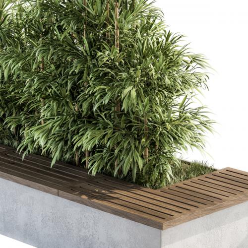 Urban Furniture / Architecture Bench with Plants- Set 11