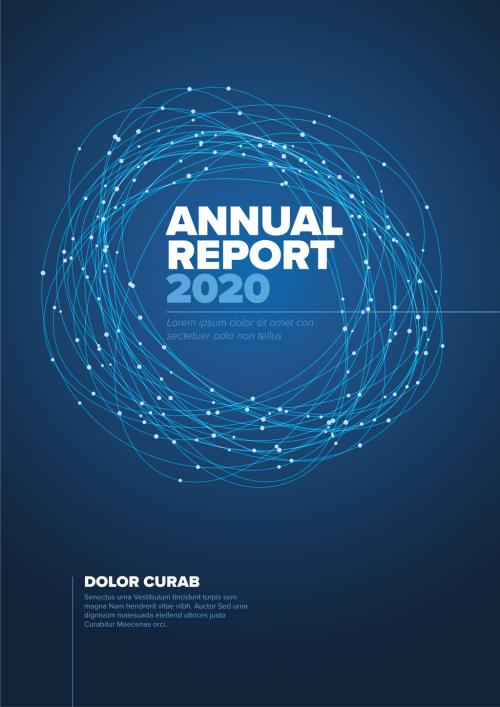 Dark Blue Annual Report Front Cover Page Layout - 420572448