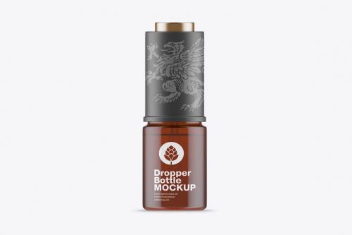 Amber Glass Dropper Bottle Mockup