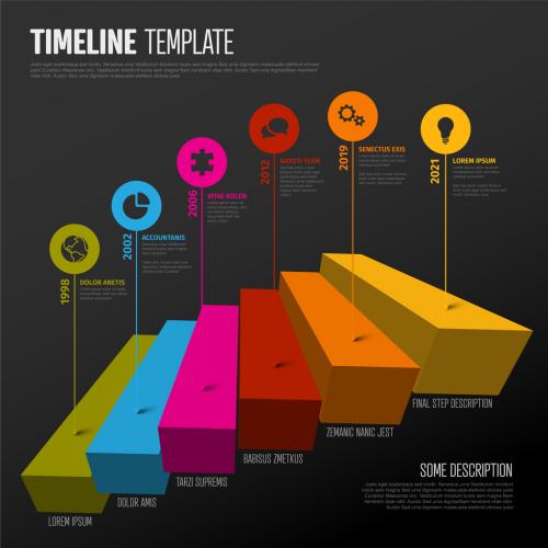 Dark Block Stairs Infographic Layout with Droplet Pointers - 420572452