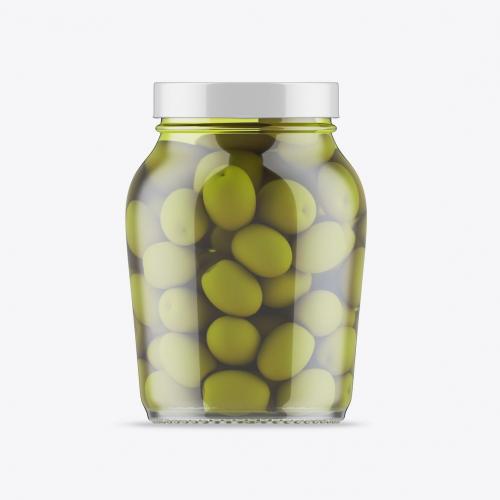 Glass Jar with Olives Mockup