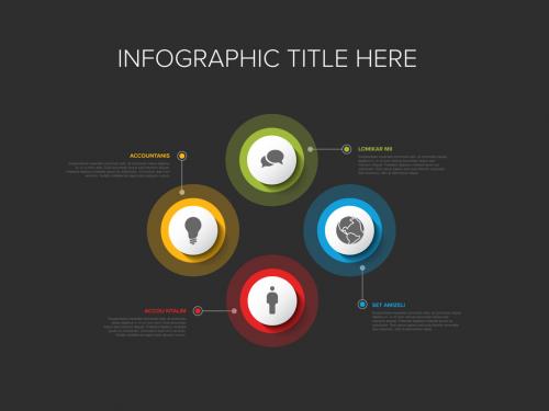 Simple Dark Infographic with Four Circle Icon Elements - 420572497