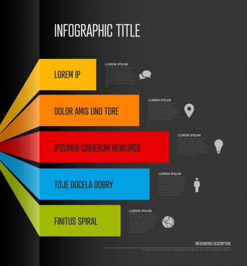 Multipurpose Dark Infographic Layout with Stripes on the Edge - 420572529