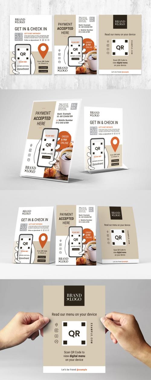 Menu Flyer Layout with QR Code Placeholder for Restaurants - 421059575