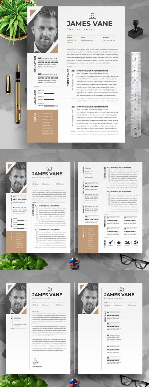 Creative Resume Layout with Photo - 421599327