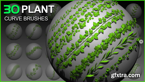 30 Plant Curve Brushes for ZBrush