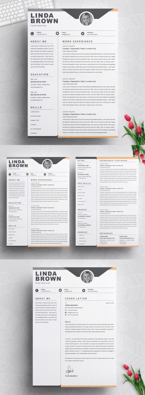 Resume Layout with Grayscale Elements - 421627130