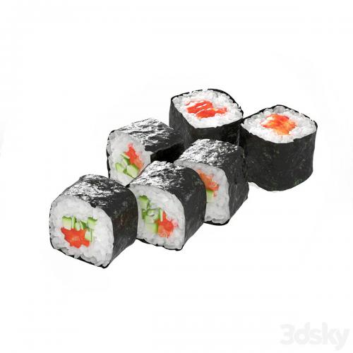 Sushi rolls with salmon and cucumber