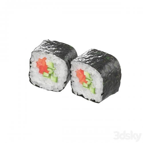 Sushi rolls with salmon and cucumber