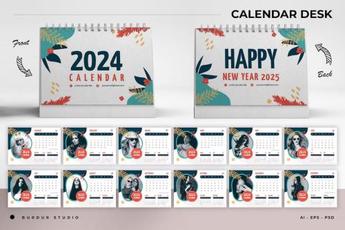 Creative Floral Calendar Desk 2024