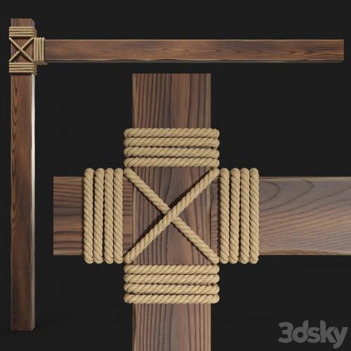 Wooden beams with rope