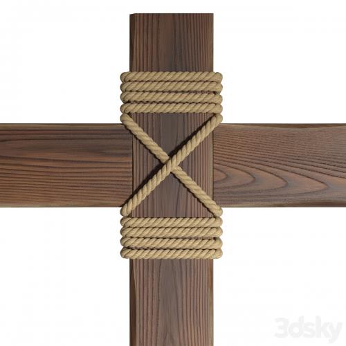 Wooden beams with rope