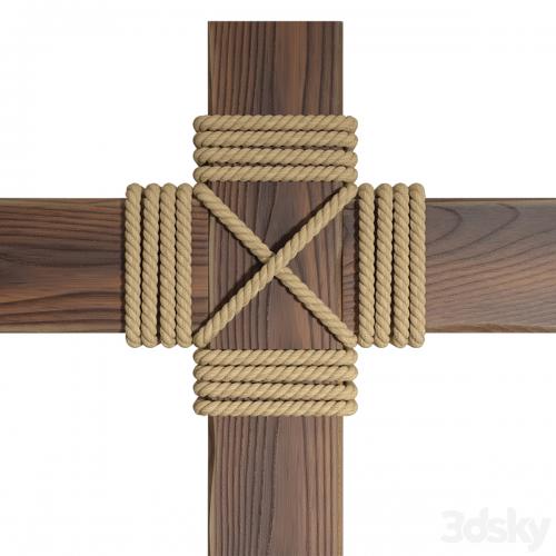 Wooden beams with rope