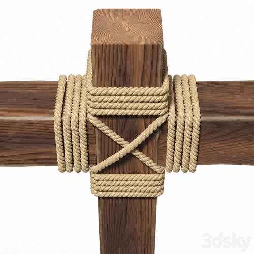 Wooden beams with rope