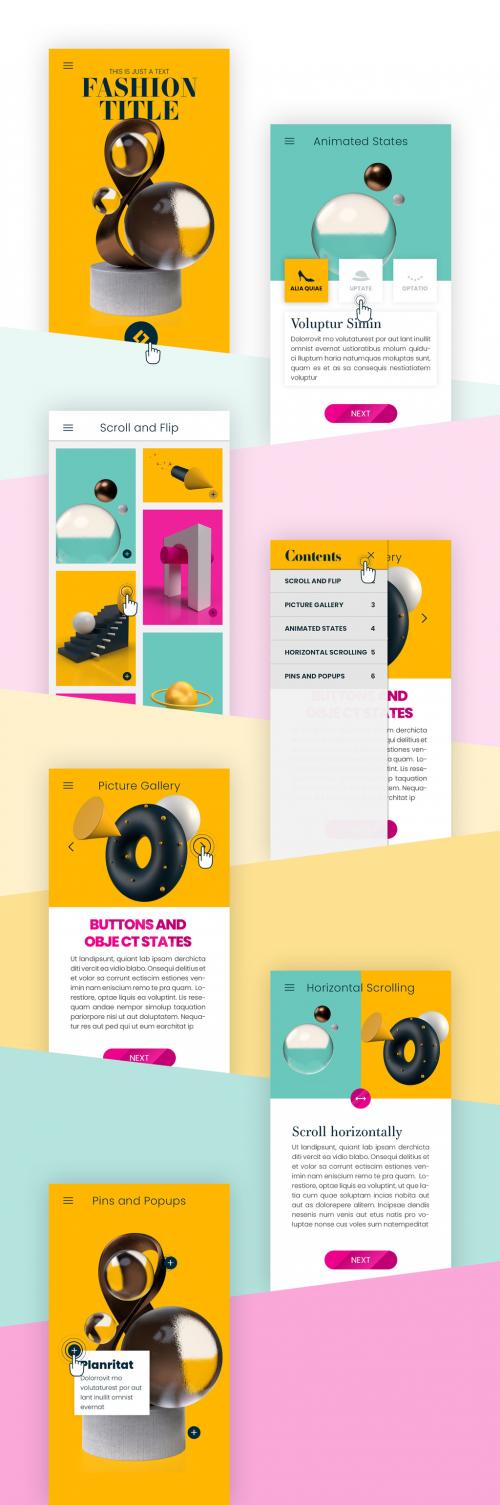 Pink and Yellow Interactive Mobile Presentation Layout - 422575294