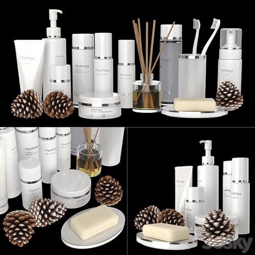 A set of white cosmetics.