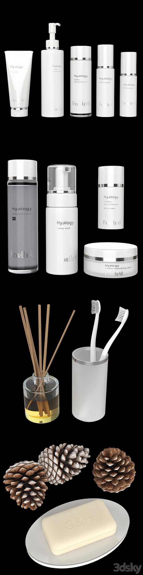 A set of white cosmetics.