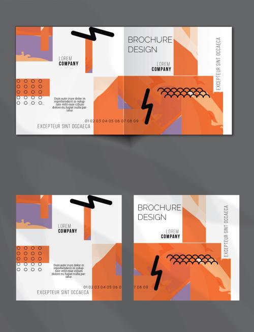 Brochure Cover Layout Set Geometric Shapes and Abstract Bright Rectangles on White - 422843610