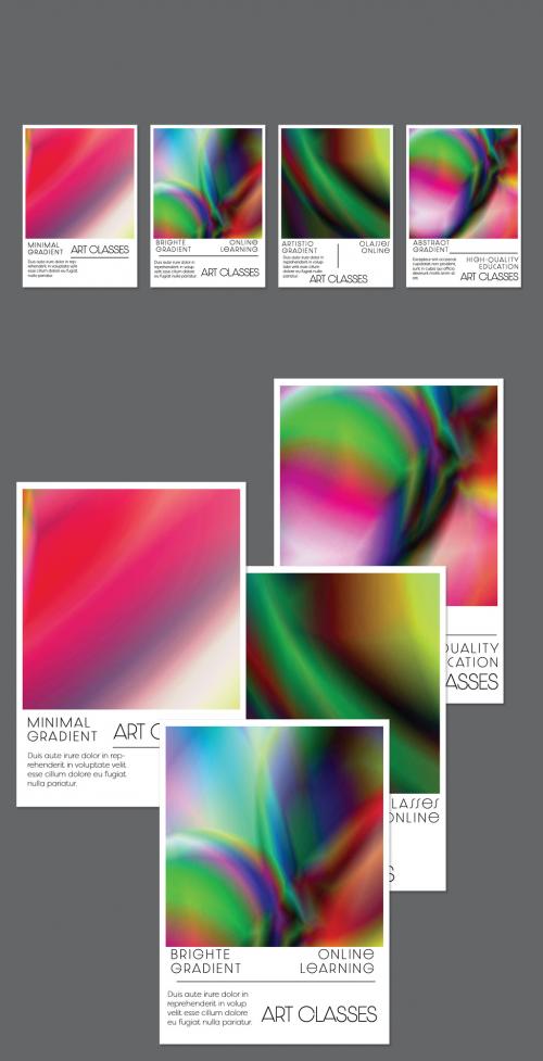 Flyer Layout with Bright Holographic Gradient Picture - 422844043