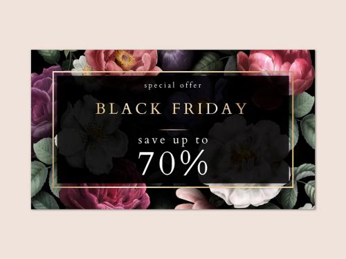 Elegant Floral Black Friday Banner Template - 423075350