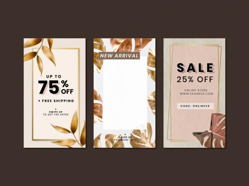 Gold Leaves Shopping Social Media Layouts - 423075383