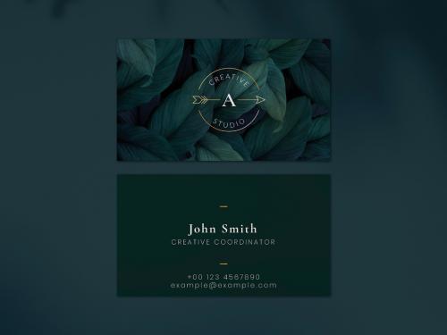 Green Foliage Business Card Layout - 423075400