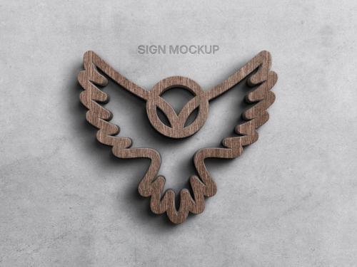 Wood on Wall Logo Sign Mockup - 423291888