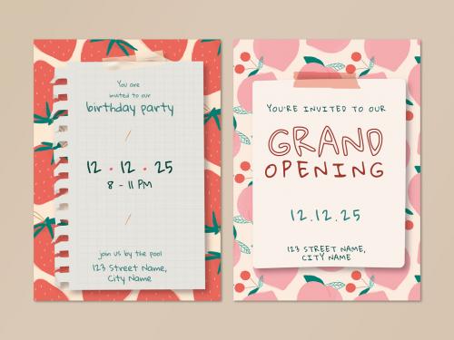 Invitation Card Fruit Pattern Design Layout - 423806167