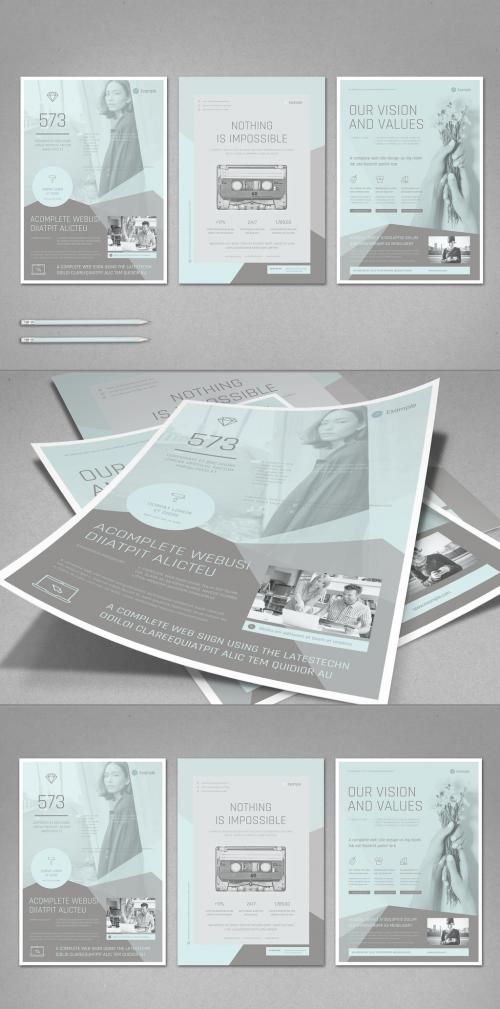 Flyer Layout in Pale Blue and Light Gray - 423827695