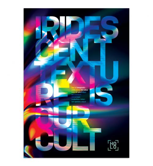 Modern Typography Poster Layout with Abstract Iridescent Texture Background - 424024646