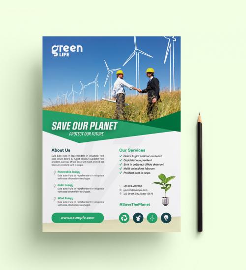 Green Energy Flyer Layout - 424038285