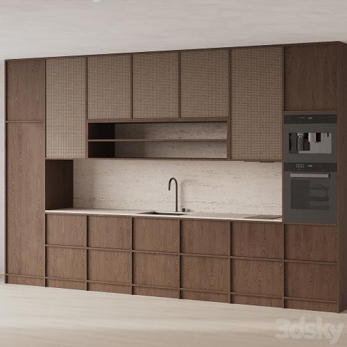 DARK WOOD KITCHEN WITH RATTAN