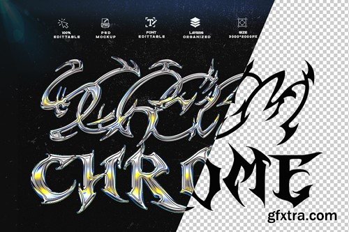 Reflective Chrome Text Effect PSD Photoshop PWRLE3M