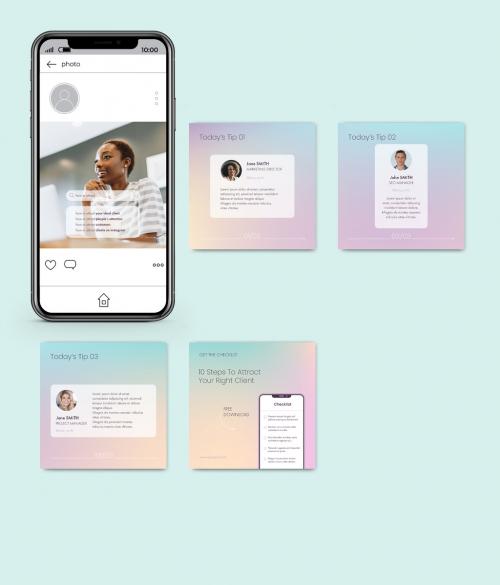 Holographic Gradient Notifications Carousel Layout - 424257680