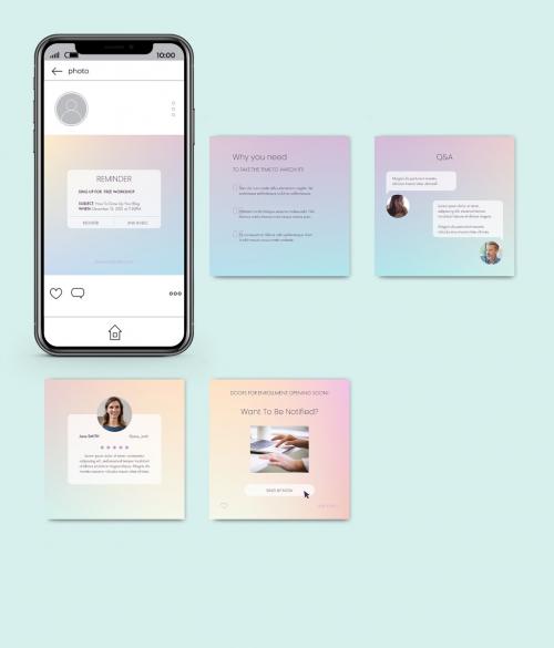 Holographic Gradient Notifications Carousel Layout - 424257682