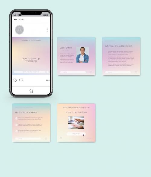 Holographic Gradient Notifications Carousel Layout - 424257693