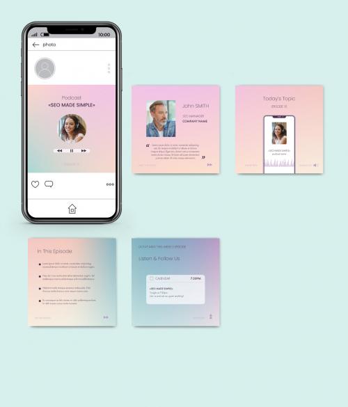 Holographic Gradient Notifications Carousel Layout - 424257780