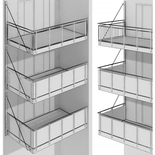 Metal balcony / Metal balcony (3 types of cantilever balconies)