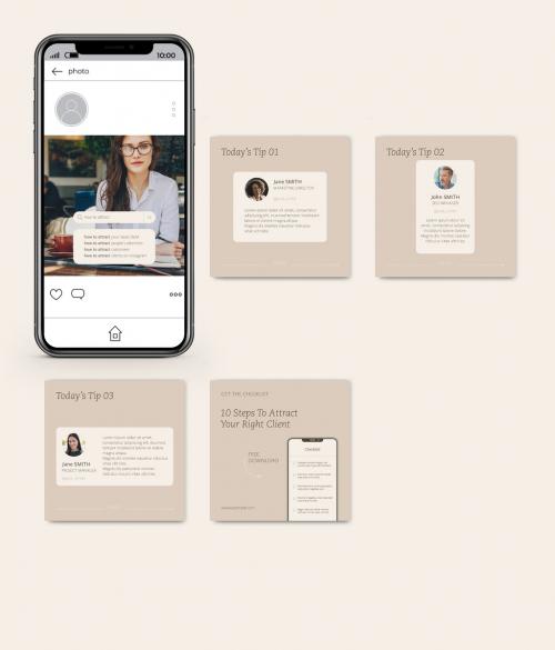 Neutral Beige Notifications Carousel Layout - 424258955