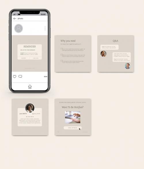 Neutral Beige Notifications Carousel Layout - 424258973