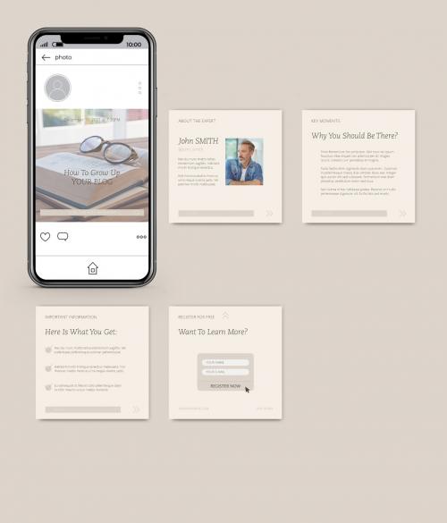 Neutral Beige Notifications Carousel Layout - 424258982