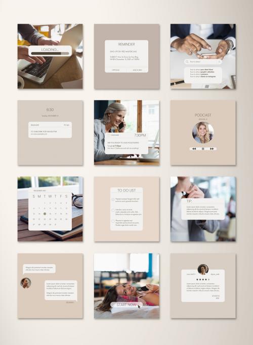 Neutral Beige Notifications Post Layout - 424258989