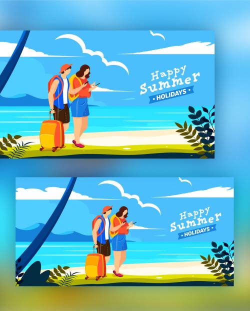 Web Hero Image or Landing Page Based on Summer Travelling Concept - 424266479