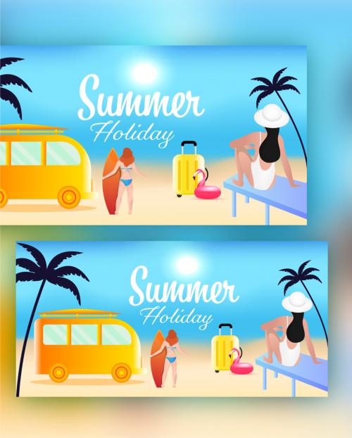 Summer Holidays Banner Layout - 424266497