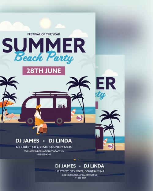 Summer Party Poster Layout - 424266565